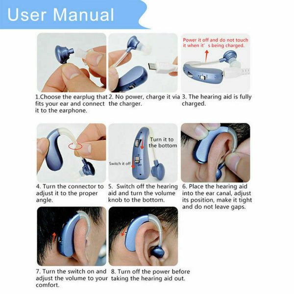 Rechargeable Digital Hearing Aids Assistance Severe Loss BTE Ear Aids HIGH-POWER - Deals Kiosk