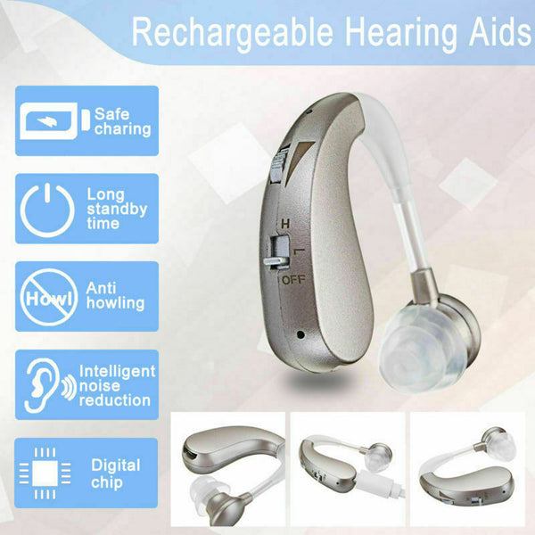 Rechargeable Digital Hearing Aids Assistance Severe Loss BTE Ear Aids HIGH-POWER - Deals Kiosk