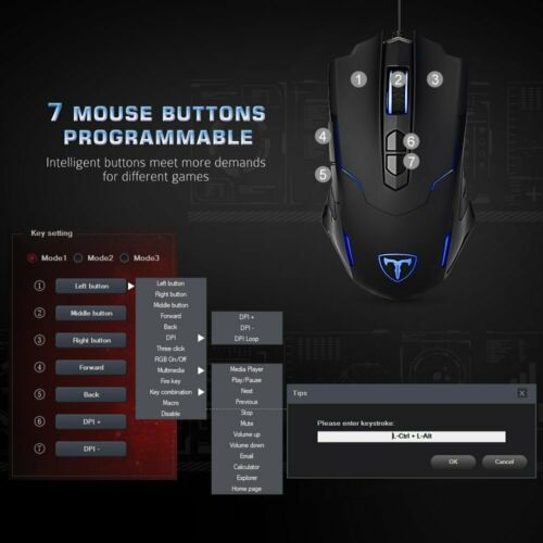 PICTEK Gaming Wired Mouse 7200 DPI Programmable Ergonomic 7 Buttons Game Mice - Deals Kiosk