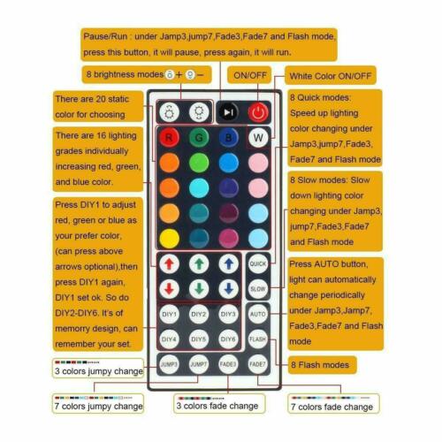 5M RGB 3528 5050 Waterproof LED Strip Light SMD 44 IR Remote 12V Power Full Kit - Deals Kiosk