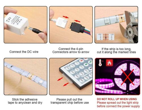 5M RGB 3528 5050 Waterproof LED Strip Light SMD 44 IR Remote 12V Power Full Kit - Deals Kiosk