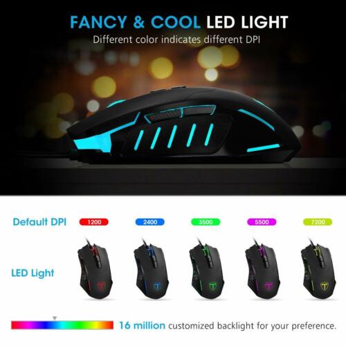 PICTEK Gaming Wired Mouse 7200 DPI Programmable Ergonomic 7 Buttons Game Mice - Deals Kiosk