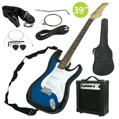 Full Size Blue Electric Guitar with Amp, Case and Accessories Pack Beginner - Deals Kiosk
