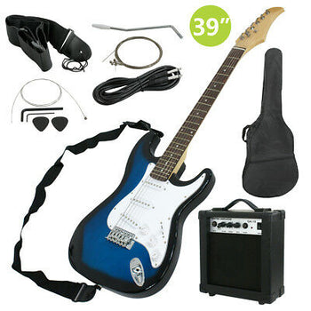 Full Size Blue Electric Guitar with Amp, Case and Accessories Pack Beginner - Deals Kiosk
