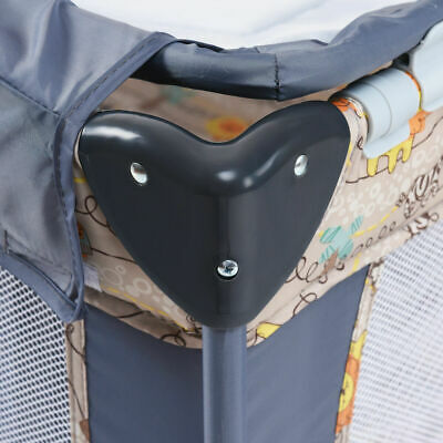 Foldable Baby Crib Playpen Playard Pack Travel Infant Bassinet Bed Music Gray - Deals Kiosk