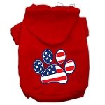 Patriotic Paw Screen Print Pet Hoodies Red Size L (14) - Deals Kiosk