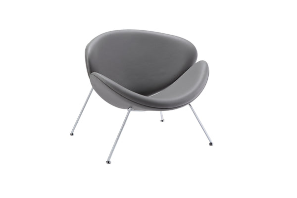 28" Grey Leatherette and Metal Accent Chair - Deals Kiosk