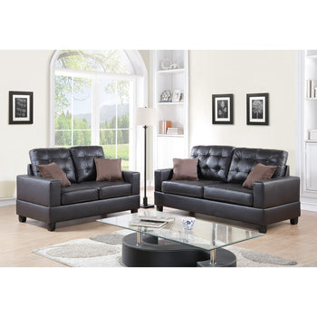 2 Pieces Sofa Set With Pillows In Dark Brown - Deals Kiosk