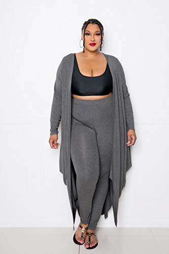 Bubbled Hem Waterfall Cardigan Charcoal Grey - Deals Kiosk