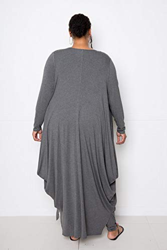 Bubbled Hem Waterfall Cardigan Charcoal Grey - Deals Kiosk