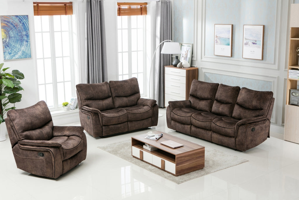 120" Elegant Dark Brown Fabric Sofa Set - Deals Kiosk