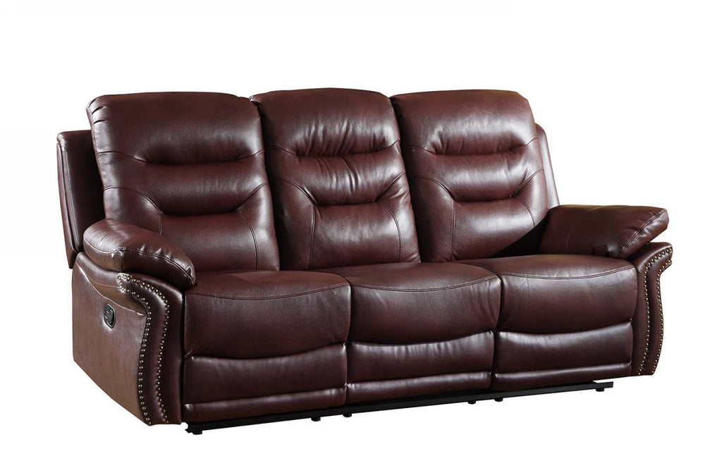 44" Comfortable Burgundy Leather Sofa - Deals Kiosk