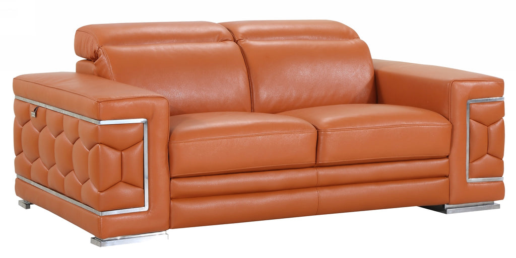 71" Sturdy Camel Leather Loveseat - Deals Kiosk