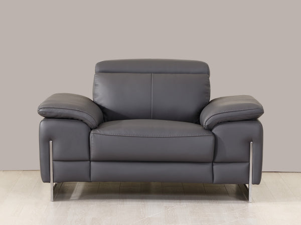 31" Tasteful Dark Grey Leather Chair - Deals Kiosk