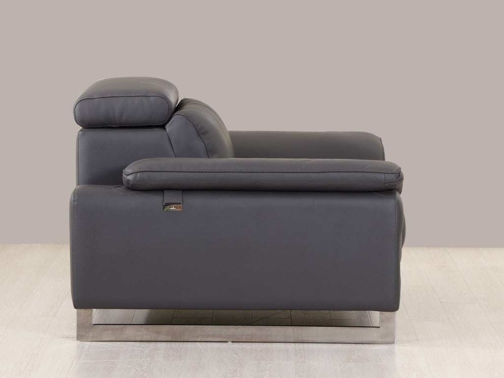 31" Tasteful Dark Grey Leather Chair - Deals Kiosk