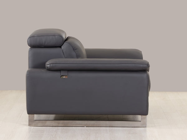 31" Tasteful Dark Grey Leather Chair - Deals Kiosk