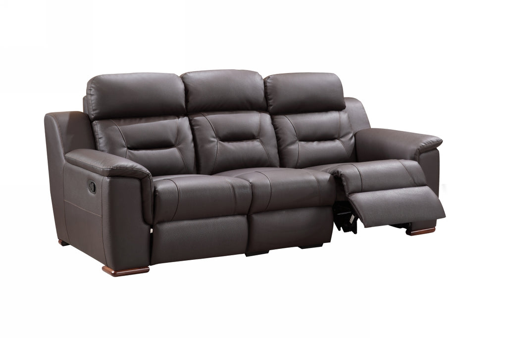 90" X 41" X 41" Modern Brown Leather Reclining Sofa - Deals Kiosk