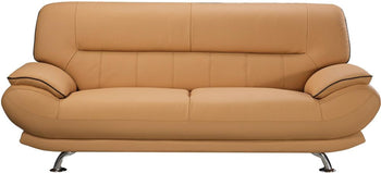 Leather Upholstered Wooden Sofa with Bustle Cushion Back and  Pillow Top Armrest, Yellow - Deals Kiosk