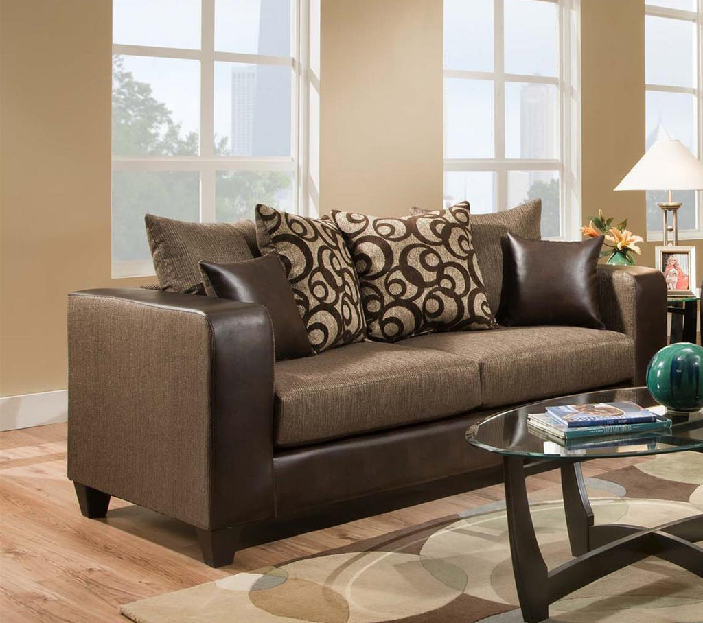 82" X 34" X 37" Object Emboss Espresso 100% PU and 100% Polyester Sofa - Deals Kiosk