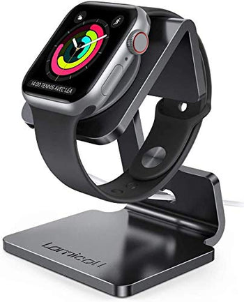 Lamicall Stand Suit for Apple Watch, Charging Stand : Desk Watch Stand Holder Charging Dock Station Compatible with Apple Watch Series 7/SE 45mm 41mm Series 6/5/4/3/2/1 / 44mm/42mm/40mm/38mm - Black - Deals Kiosk