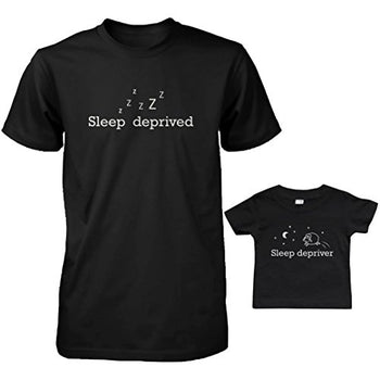 Daddy and Baby Matching T-Shirt Set - Sleep Deprived & Depriver Infant Tee - Deals Kiosk