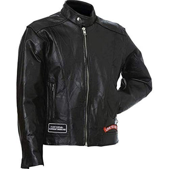 Ladies' Rock Design Genuine Buffalo Leather Motorcycle Jacket - Deals Kiosk