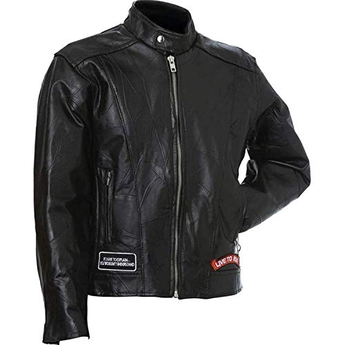 Ladies' Rock Design Genuine Buffalo Leather Motorcycle Jacket - Deals Kiosk