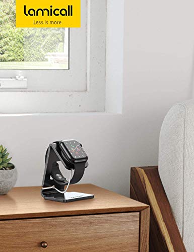 Lamicall Stand Suit for Apple Watch, Charging Stand : Desk Watch Stand Holder Charging Dock Station Compatible with Apple Watch Series 7/SE 45mm 41mm Series 6/5/4/3/2/1 / 44mm/42mm/40mm/38mm - Black - Deals Kiosk