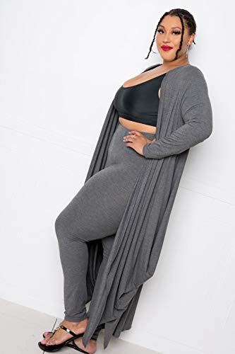 Bubbled Hem Waterfall Cardigan Charcoal Grey - Deals Kiosk