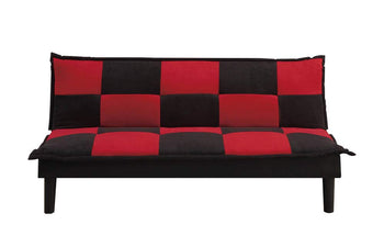 Microfiber Adjustable Couch In Black And Red Checker - Deals Kiosk