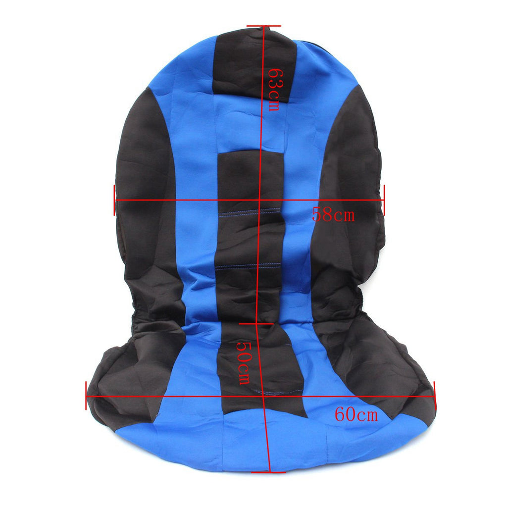 Universal Car Seat Covers Front Rear Protectors 9 Piece Set Washable Blue & Black - Deals Kiosk