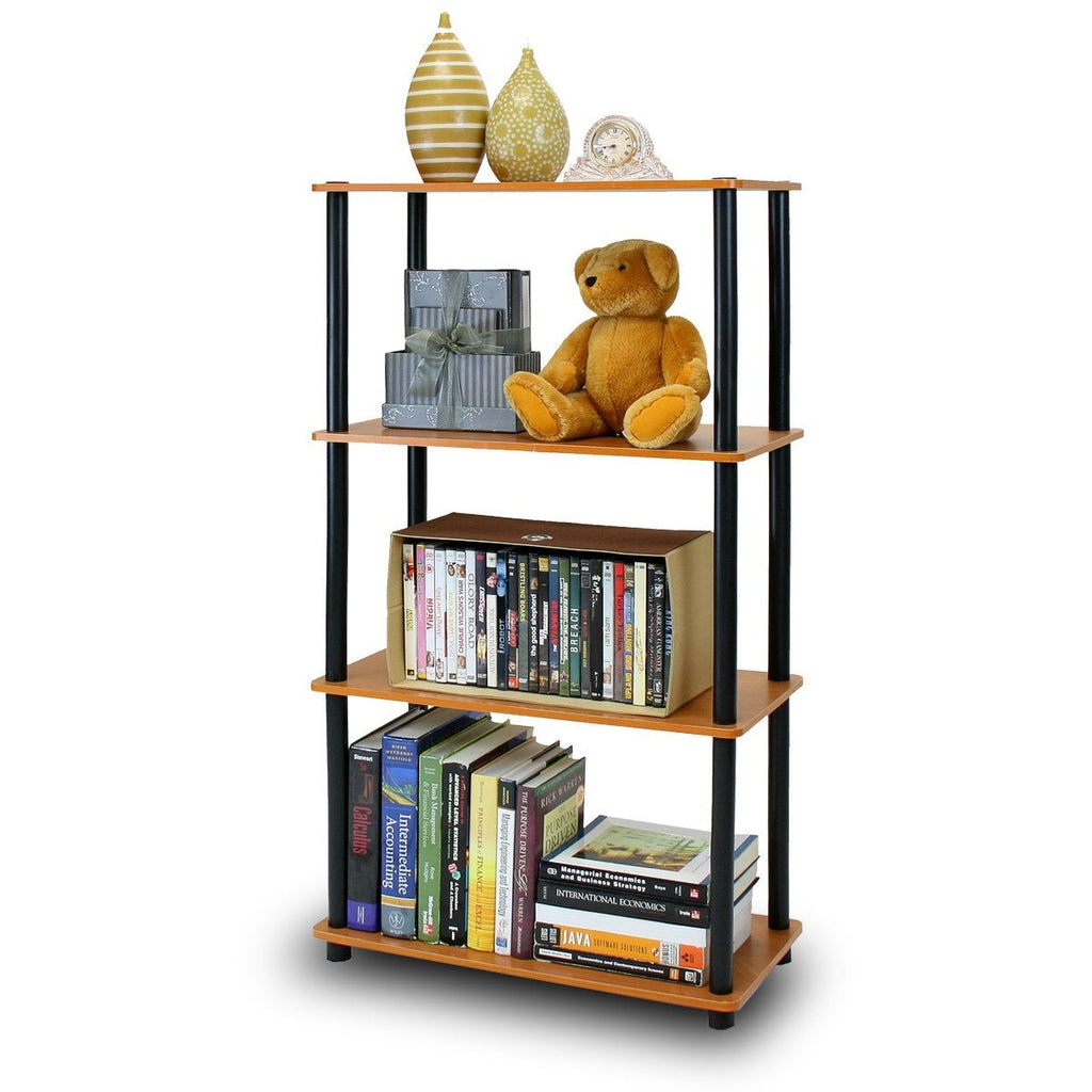 4-Tier Storage Shelf Display Rack Bookcase in Cherry Finish - Deals Kiosk