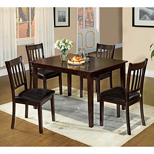 Transitional 5Pc Dining Table Set, Espresso Finish - Deals Kiosk