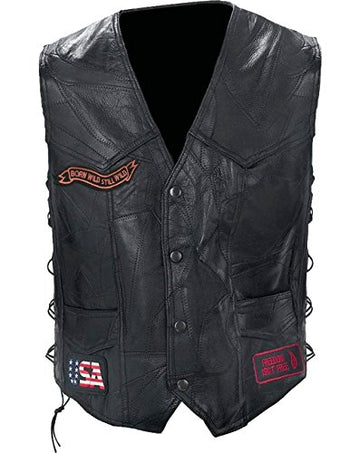Diamond Plate Rock Leather Bike VEST-M Black - Deals Kiosk