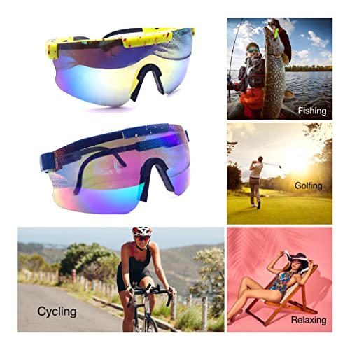 DreamWeaversInc 2 Pairs of Lightweight Polarized UV Protection Sunglasses - UV400 Protection Polarized Sports Eyewear for Men Women with Blue and Yellow Lens – Baseball, Cycling, Fishing Glasses - Deals Kiosk