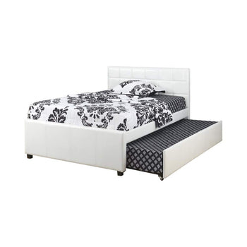 Multiutility Twin Bed With Trundle Squ Tufted Head Boards, White - Deals Kiosk