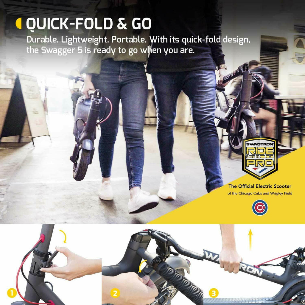 Swagtron High Speed Electric Scooter 8.5” Cushioned Tires Cruise Control SG-5S - Deals Kiosk