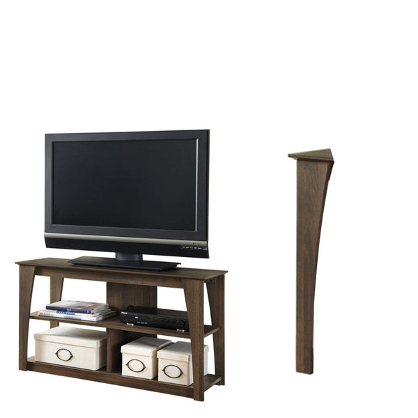 Wooden TV Stand with Two Media Cubbies, Brown - Deals Kiosk