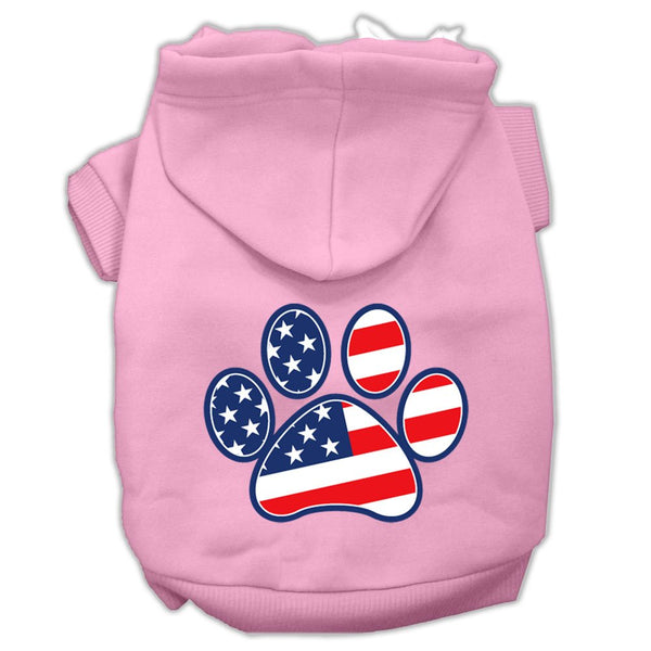 Patriotic Paw Screen Print Pet Hoodies Light Pink Size M (12) - Deals Kiosk