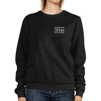Mini USA Simple Design Black Crewneck Sweatshirt For Four of July - Deals Kiosk
