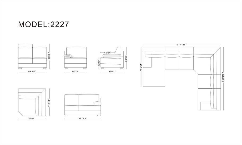 39" Orange Leather and Wood Sectional Sofa - Deals Kiosk