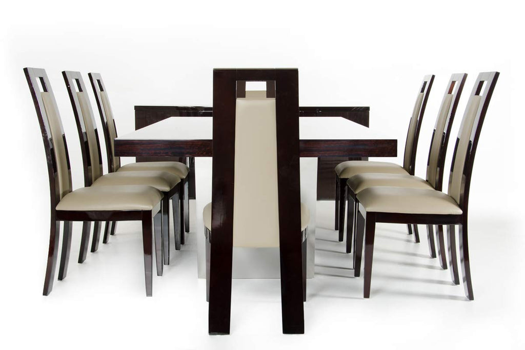 30" Ebony High Gloss MDF and Steel Dining Table - Deals Kiosk