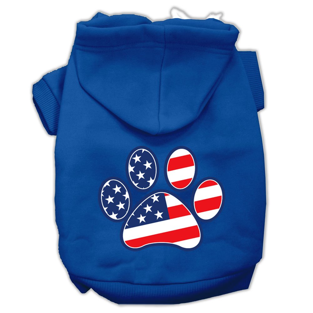 Patriotic Paw Screen Print Pet Hoodies Blue Size Med (12) - Deals Kiosk