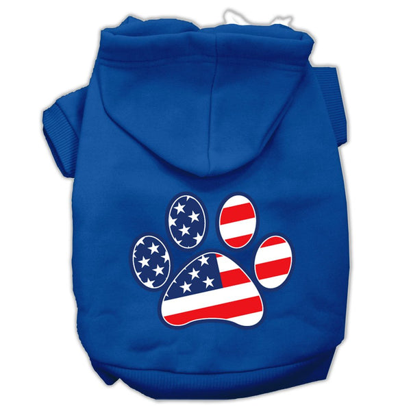Patriotic Paw Screen Print Pet Hoodies Blue Size Med (12) - Deals Kiosk