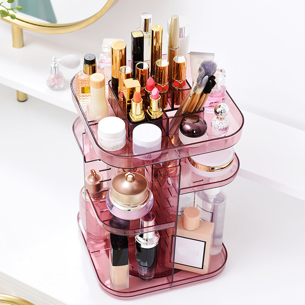 Adjustable 360 Rotating Makeup Jewelry Box Square Storage Rack Organizer Stand Display - Deals Kiosk