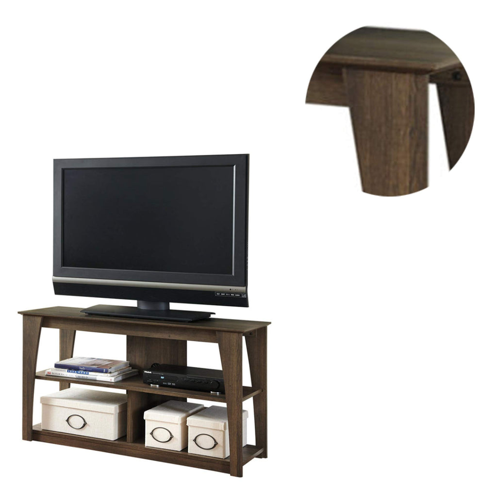 Wooden TV Stand with Two Media Cubbies, Brown - Deals Kiosk