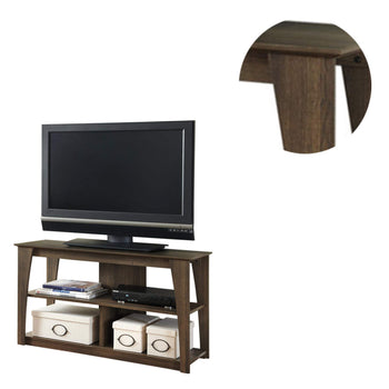 Wooden TV Stand with Two Media Cubbies, Brown - Deals Kiosk