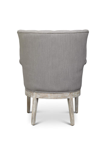 Fabric Upholstered Wooden Accent Chair With Button Tufted Back, Cream and Brown - Deals Kiosk