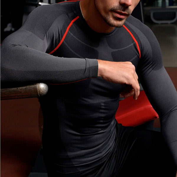 Men's Compression Long Sleeve Sports Tight Shirts Fitness Gym Running Base Layer Tops - Deals Kiosk