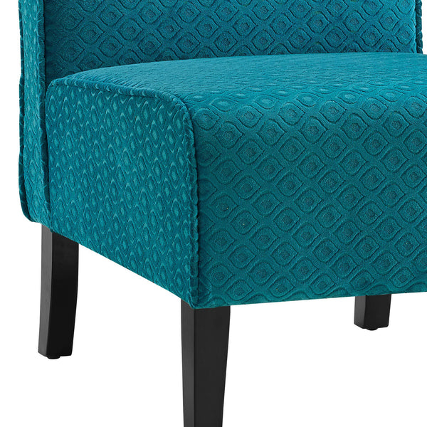 Button Tufted Slipper Chair with Wooden Legs, Blue and Brown - Deals Kiosk